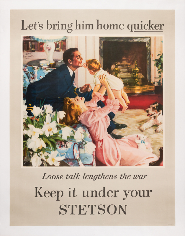 Lot 75 World War II Poster: 'Let's bring him home quicker' (Stetson, 1943) - 29.25˝ x 38.35˝