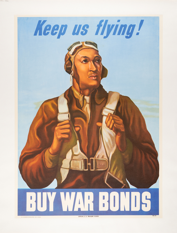 Lot 52 World War II Poster: 'Keep Us Flying! (1943, Tuskegee Airman) - 20˝ x 27.75˝