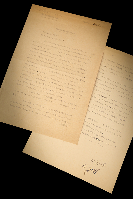 Lot 129 Nuremberg Trials: Alfred Jodl Typed Manuscript Signed, His Final Statement to the Tribunal: 