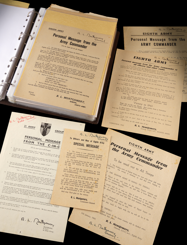 Lot 63 Field Marshal Bernard Law Montgomery's Signed Wartime Personal Messages to the Eighth Army and 21 Army Group — 