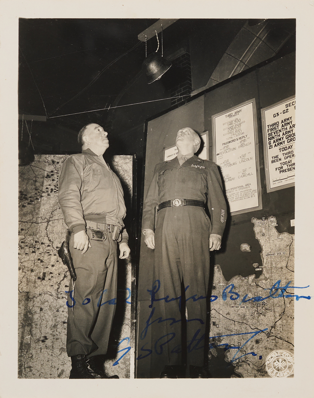 Lot 66 George S. Patton Signed 'Battle of the Bulge Memorial' Photograph to Col. Rufus S. Bratton