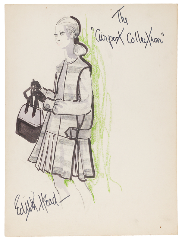 Lot 424 Edith Head Signed Oversized Original Fashion Sketch for 