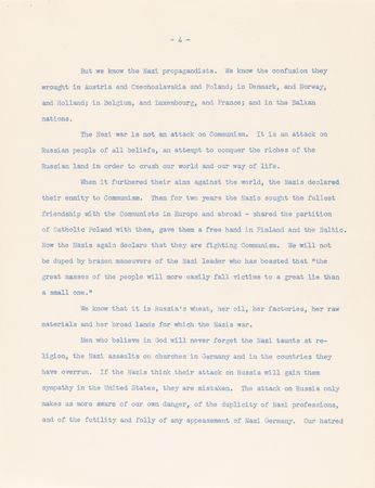 Lot #29 Franklin D. Roosevelt: Typescript Draft of an Undelivered Message to Congress on Nazi Aggression Against Russia (1941) - Image 6