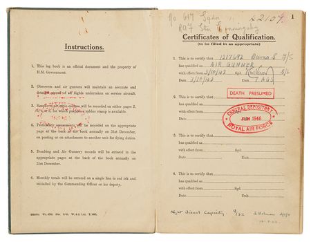 Lot #41 The Dambusters Multi-Signed Royal Air Force Logbook (1942–43), with Guy Gibson, Melvin Young, and David Maltby - Image 2