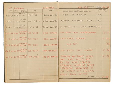 Lot #41 The Dambusters Multi-Signed Royal Air Force Logbook (1942–43), with Guy Gibson, Melvin Young, and David Maltby - Image 6