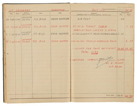 Lot #41 The Dambusters Multi-Signed Royal Air Force Logbook (1942–43), with Guy Gibson, Melvin Young, and David Maltby - Image 8