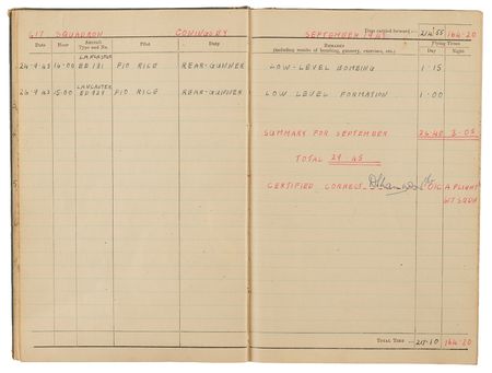 Lot #41 The Dambusters Multi-Signed Royal Air Force Logbook (1942–43), with Guy Gibson, Melvin Young, and David Maltby - Image 9