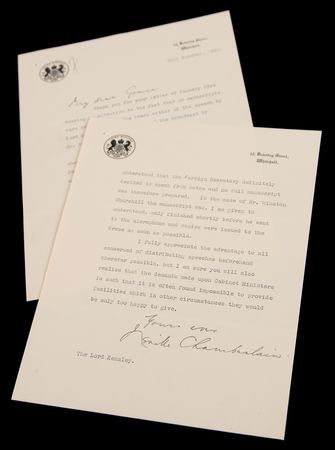 Lot #21 Neville Chamberlain WWII-Dated Typed