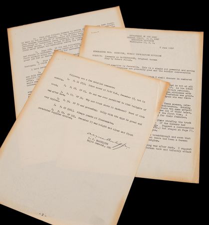 Lot #81 Anthony McAuliffe Typed Memorandum Signed re: a Hollywood Script on the Battle of the Bulge: 