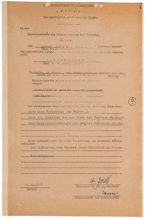 Lot #128 Nuremberg Trials: Alfred Jodl Document Signed, Summoning a POW Witness to testify on his 