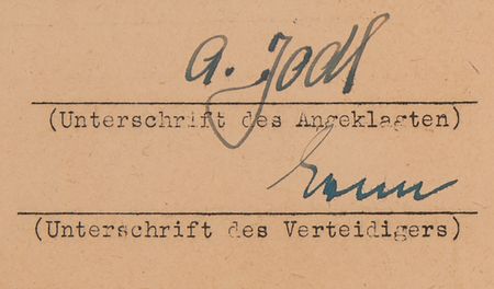 Lot #128 Nuremberg Trials: Alfred Jodl Document Signed, Summoning a POW Witness to testify on his 