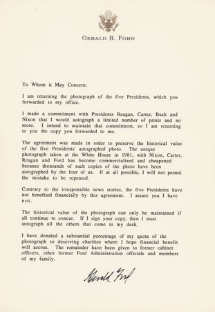 Lot #174 Gerald Ford Typed Letter Signed on a