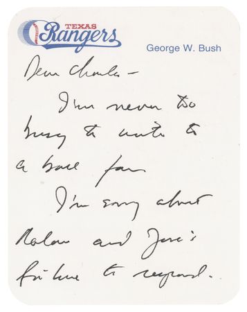 Lot #194 George W. Bush Autograph Note Signed: 