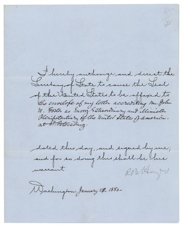Lot #163 Rutherford B. Hayes Document Signed as