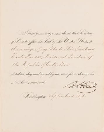 Lot #162 U. S. Grant Document Signed as President,