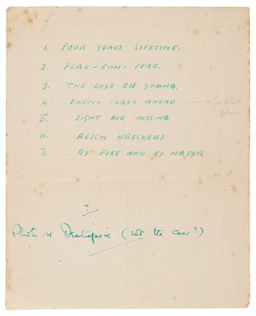 Lot #42 Guy Gibson War-Dated Typed Letter Signed on His Autobiography, Enemy Coast Ahead, with Handwritten 'Book Title' List - Image 3