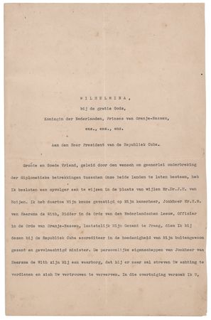 Lot #28 Queen Wilhelmina Document Signed