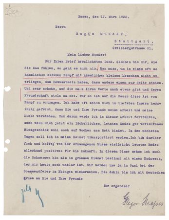 Lot #18 Gregor Strasser Typed Letter Signed,