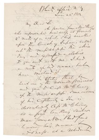 Lot #262 Matthew C. Perry Autograph Letter Signed, Regarding a Shipwrecked Sailor from New Bedford - Image 1