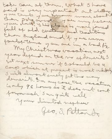 Lot #65 George S. Patton Early Autograph Letter Signed on West Point Life and Studies - 