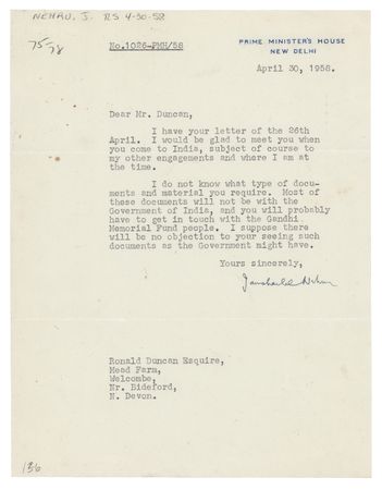 Lot #210 Jawaharlal Nehru Typed Letter Signed -