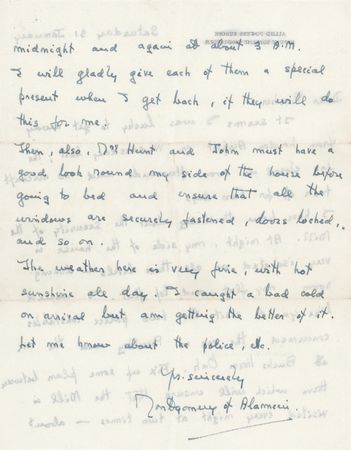 Lot #140 Montgomery of Alamein Autograph Letter Signed on Safeguarding His Home at Isington Mill - Image 2