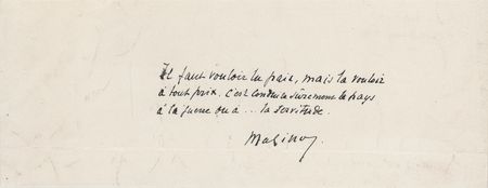 Lot #22 Andre Maginot Autograph Quote Signed - To