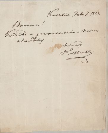 Lot #209 Lajos Kossuth Autograph Letter Signed
