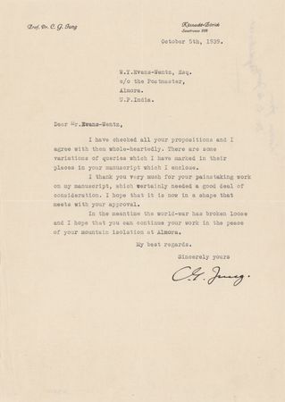 Lot #254 Carl Jung Typed Letter Signed on His