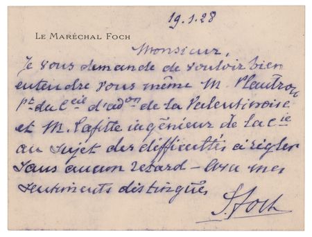 Lot #265 Ferdinand Foch Autograph Letter Signed