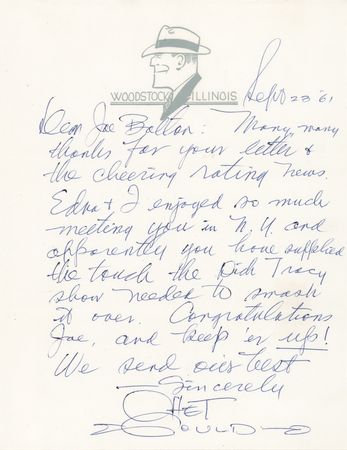 Lot #351 Chester Gould Autograph Letter Signed to