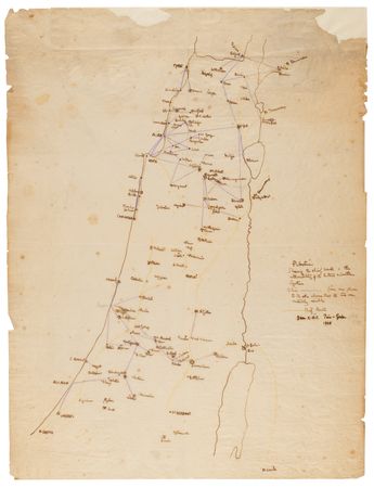 Lot #373 T. E. Lawrence Hand-Drawn Map of the Crusader Castles of Palestine - Image 2