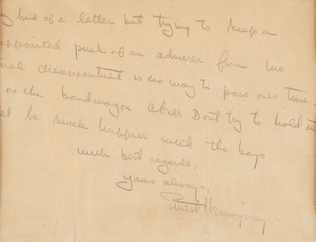 Lot #369 Ernest Hemingway Autograph Letter Signed, Teasing a Friend and Critic: 