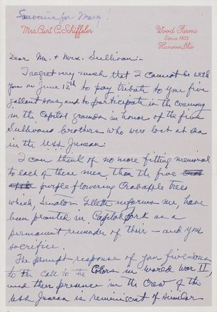 Lot #55 Chester Nimitz Autograph Letter Signed to the Parents of the Sullivan Brothers: 