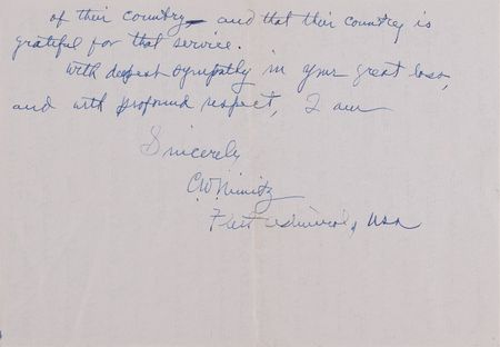 Lot #55 Chester Nimitz Autograph Letter Signed to the Parents of the Sullivan Brothers: 