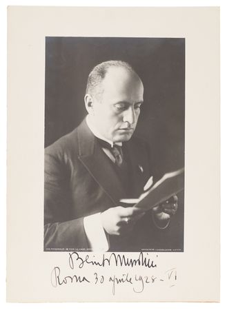 Lot #14 Benito Mussolini Signed Photograph
