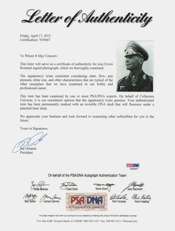 Lot #39 Erwin Rommel Signed Photograph - Image 2