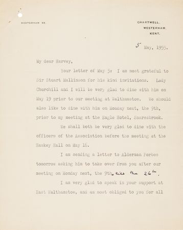Lot #10 Winston Churchill Typed Letter Signed: 