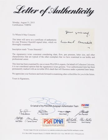 Lot #10 Winston Churchill Typed Letter Signed: 