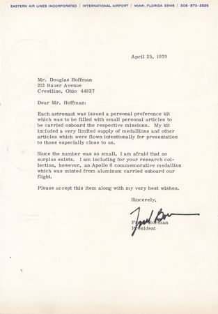 Lot #308 Frank Borman Typed Letter Signed,