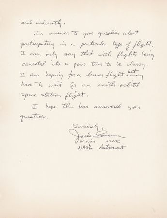 Lot #321 Jack Lousma Autograph Letter Signed: 