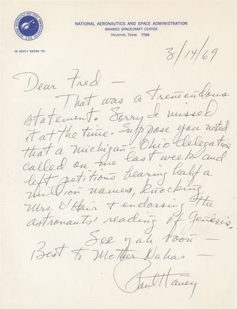 Lot #281 Paul Haney Autograph Letter Signed on
