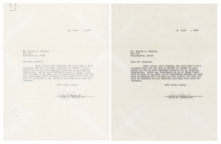 Lot #298 Gordon Cooper (2) Typed Letters Signed to