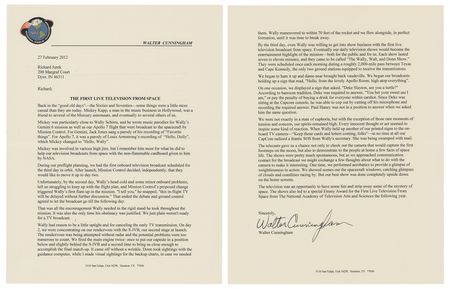 Lot #303 Walt Cunningham Typed Letter Signed on