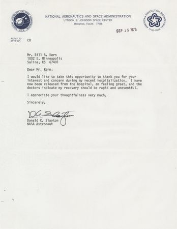 Lot #335 Deke Slayton Typed Letter Signed