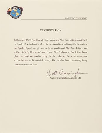 Lot #318 Apollo 12 Mission Patch - From the Personal Collection of Walt Cunningham - Image 2