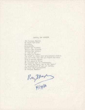 Lot #381 Ray Bradbury Signed Souvenir Typescript -