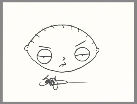 Lot #357 Seth MacFarlane Signed Sketch of Stewie