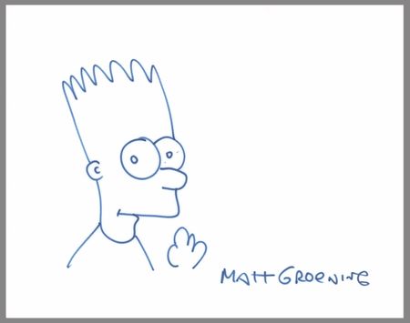Lot #352 Matt Groening Signed Sketch of Bart