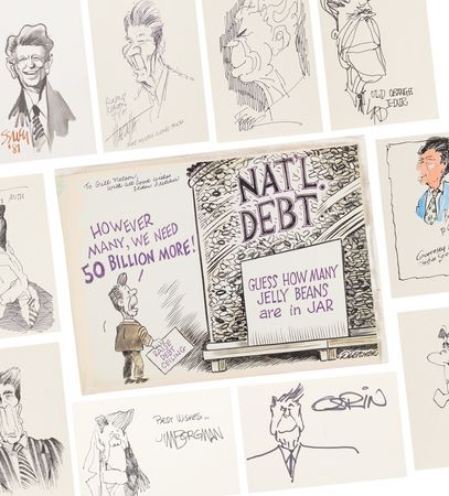 Lot #188 Ronald Reagan: Collection of (11) Cartoonist Caricature Drawings - Image 1